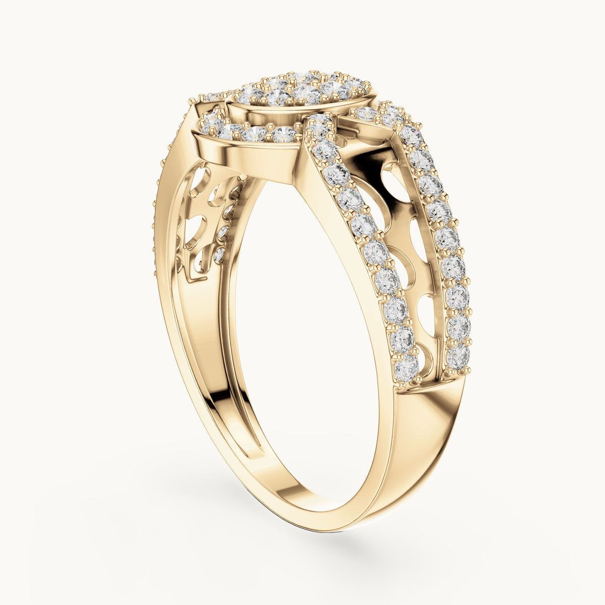 Round cut lab-grown diamond half eternity band, 0.69 CT TW, solid gold, view 2