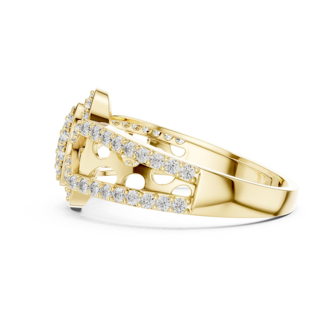 Round Cut Lab Grown Diamond Half Eternity Band, 0.69ct Total, Solid Gold