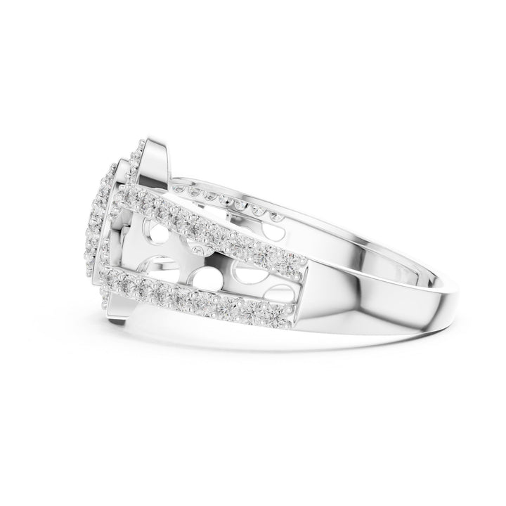 Round Cut Lab Grown Diamond Half Eternity Band, 0.69ct Total, Solid Gold