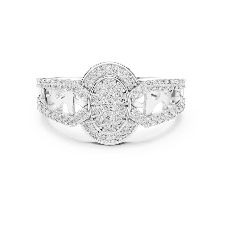 Round Cut Lab Grown Diamond Half Eternity Band, 0.69ct Total, Solid Gold