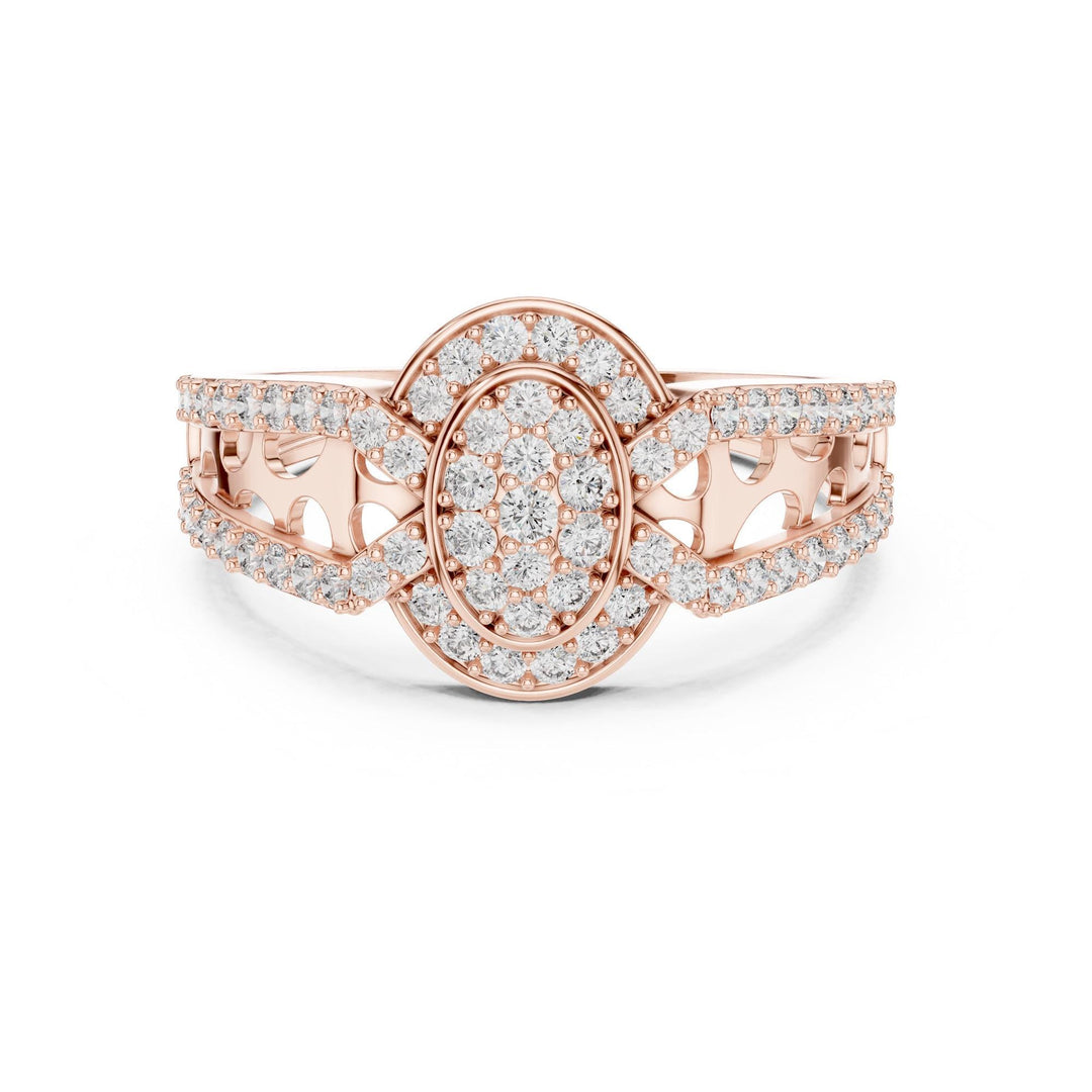 Round Cut Lab Grown Diamond Half Eternity Band, 0.69ct Total, Solid Gold