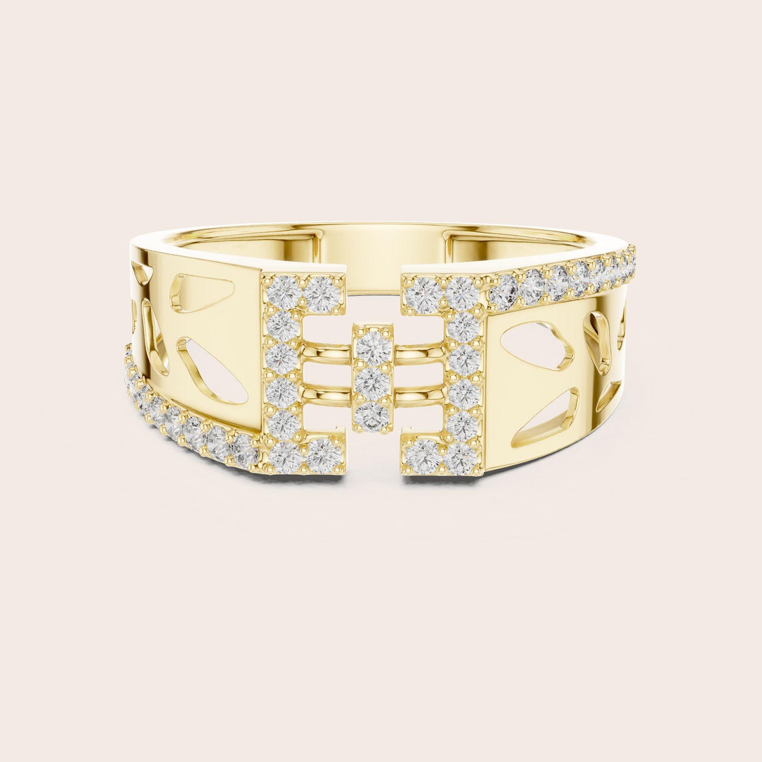 Round Cut Lab Grown Diamond Half Eternity Band, 0.38ct Total, Solid Gold