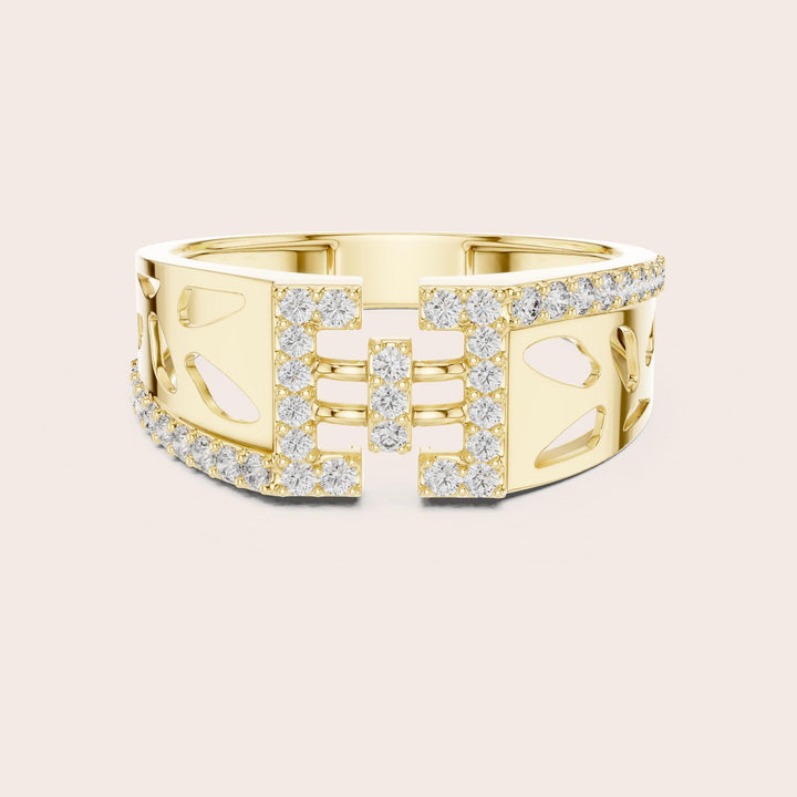 Round Cut Lab Grown Diamond Half Eternity Band, 0.38ct Total, Solid Gold