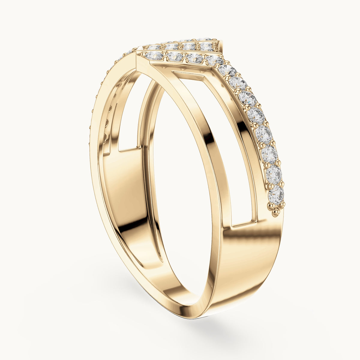 Round cut lab-grown diamond half eternity band, 0.35 CT TW, solid gold, view 2