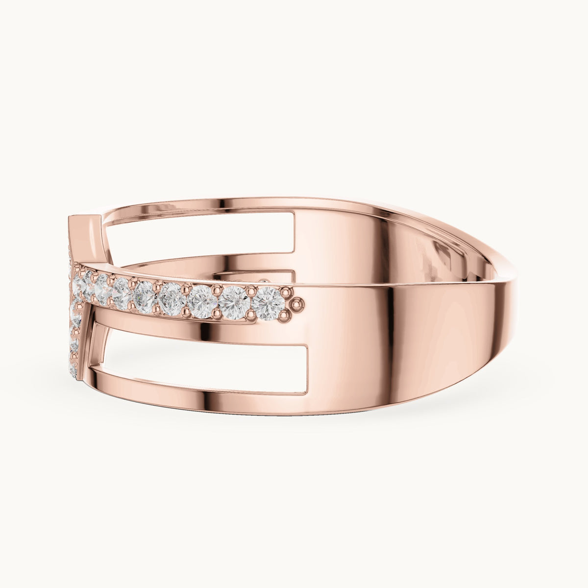 Round cut lab-grown diamond half eternity band, 0.35 CT TW, solid gold, view 8
