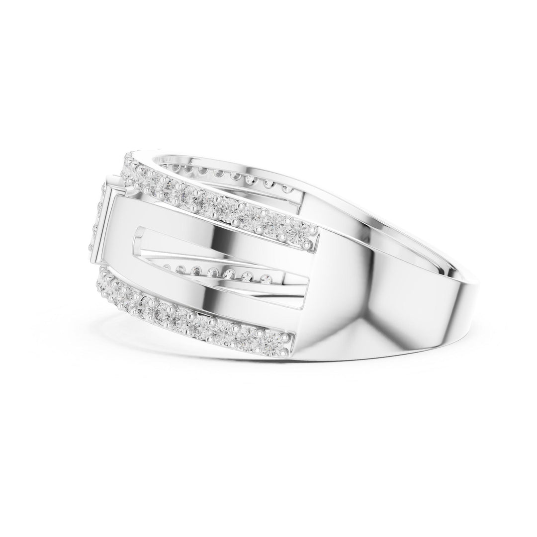 Round Cut Lab Grown Diamond Half Eternity Band, 0.46ct Total, Solid Gold