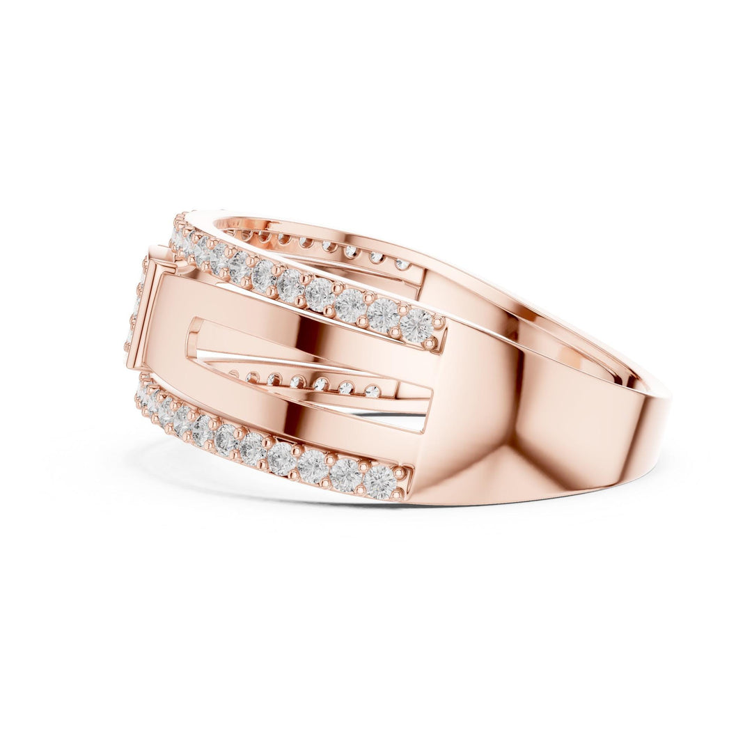 Round Cut Lab Grown Diamond Half Eternity Band, 0.46ct Total, Solid Gold