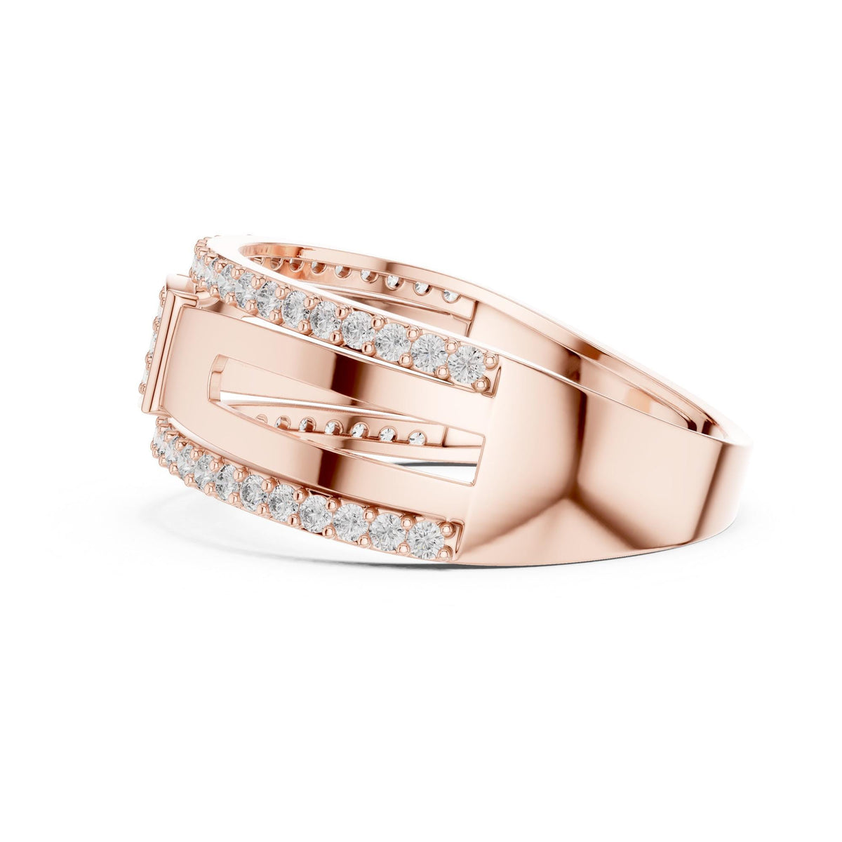 Round cut lab-grown diamond half eternity band, 0.46 CT TW, solid gold, view 8
