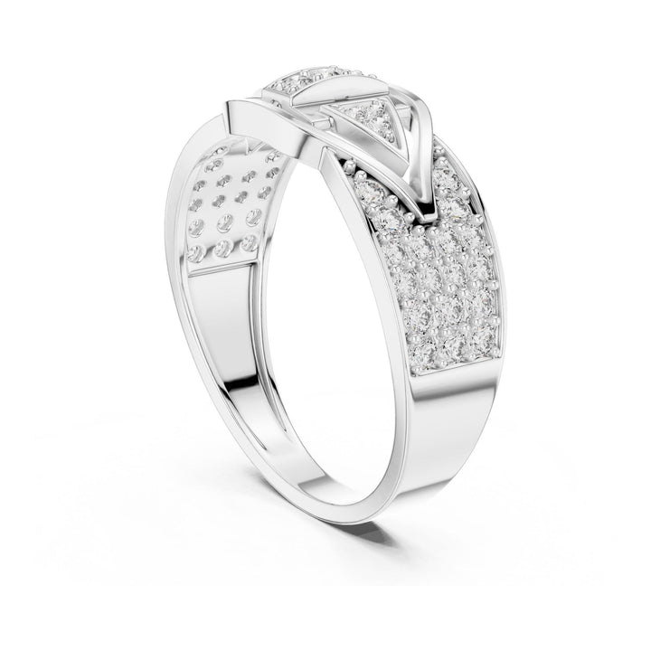 Round Cut Lab Grown Diamond Half Eternity Band, 0.61ct Total, Solid Gold