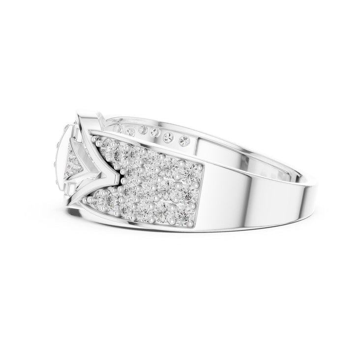 Round Cut Lab Grown Diamond Half Eternity Band, 0.61ct Total, Solid Gold