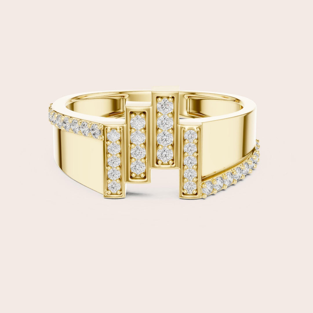 Round Cut Lab Grown Diamond Half Eternity Band, 0.39ct Total, Solid Gold