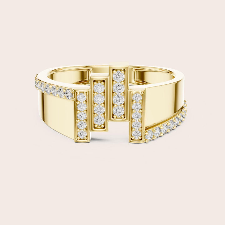 Round Cut Lab Grown Diamond Half Eternity Band, 0.39ct Total, Solid Gold