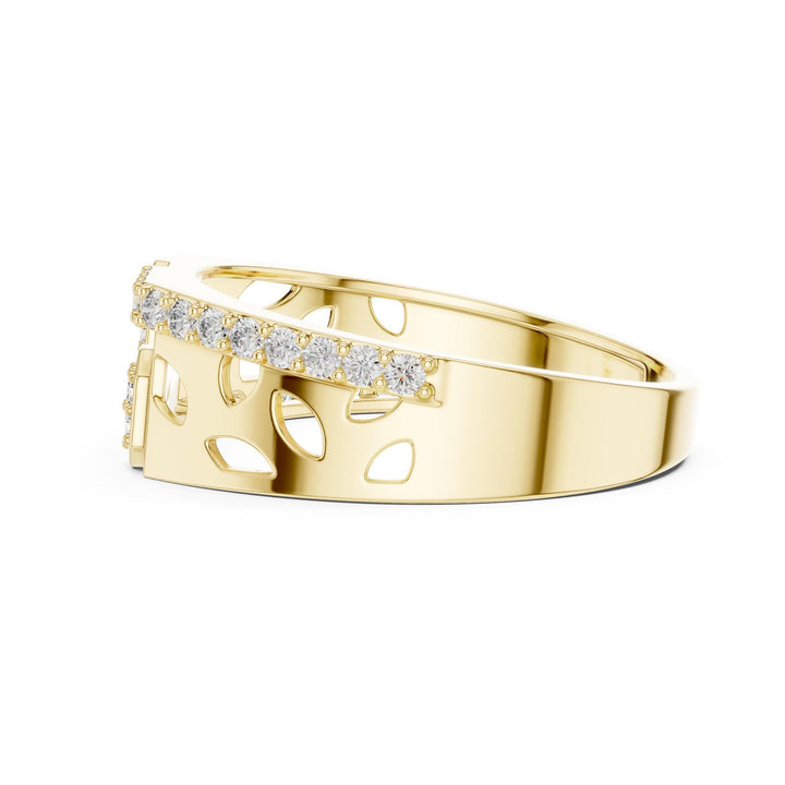 Round Cut Lab Grown Diamond Half Eternity Band, 0.35ct Total, Solid Gold