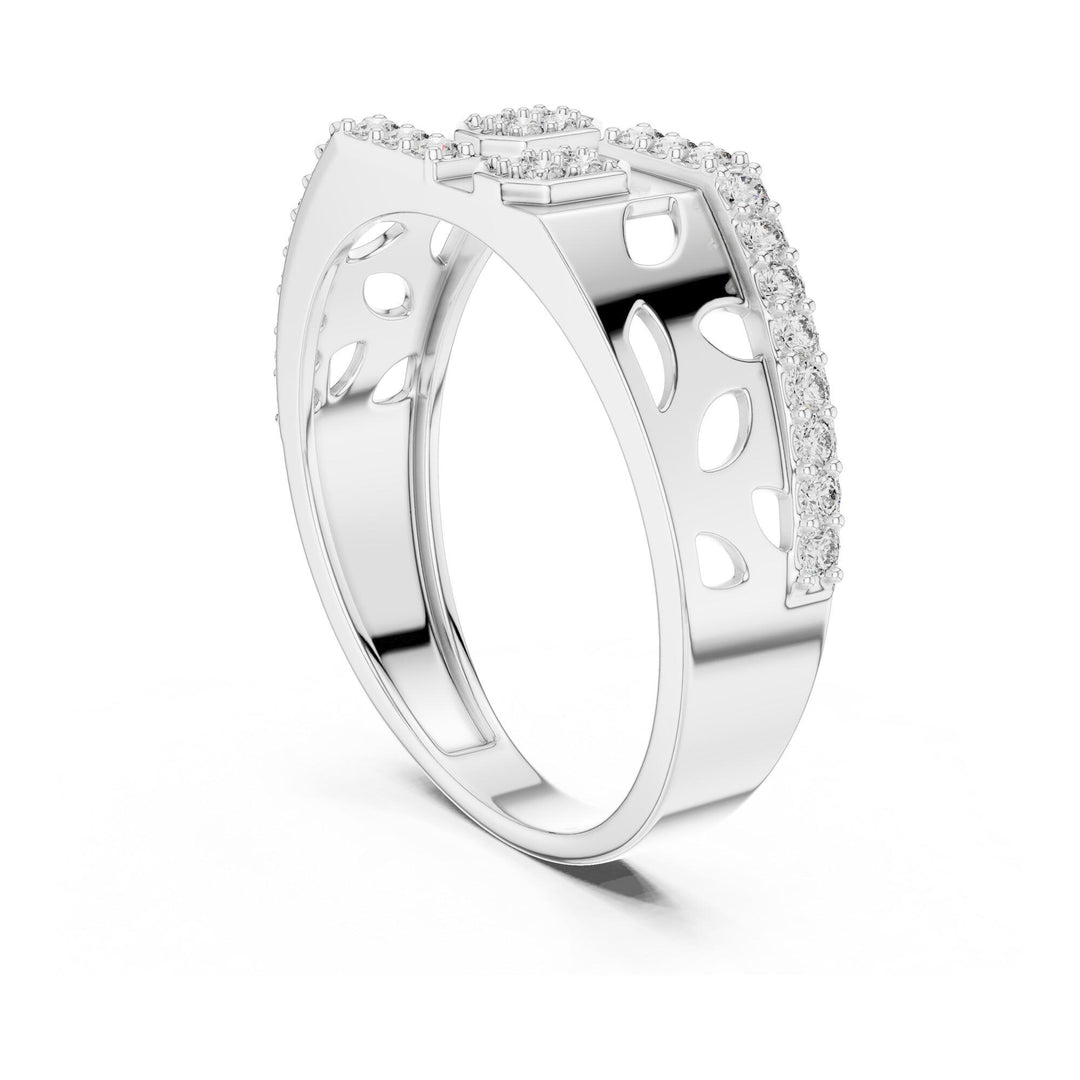 Round Cut Lab Grown Diamond Half Eternity Band, 0.35ct Total, Solid Gold