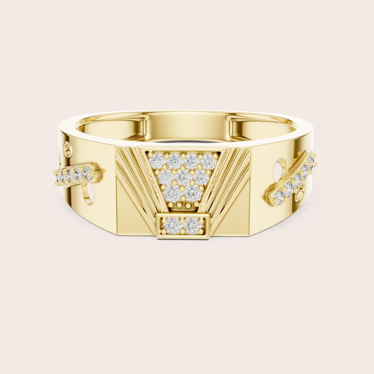 Round cut lab-grown diamond half eternity band, 0.18 CT TW, 21 stones, in solid gold (style L05-0031)