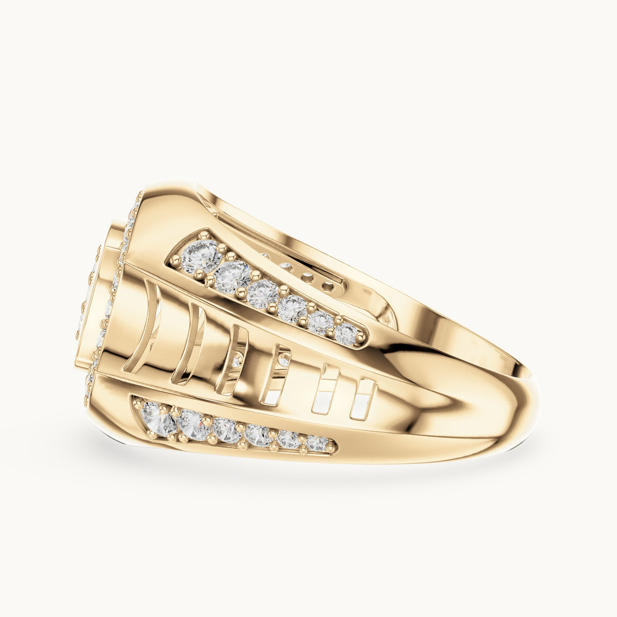 Round Cut Lab Grown Diamond Half Eternity Band, 0.81ct Total, Solid Gold