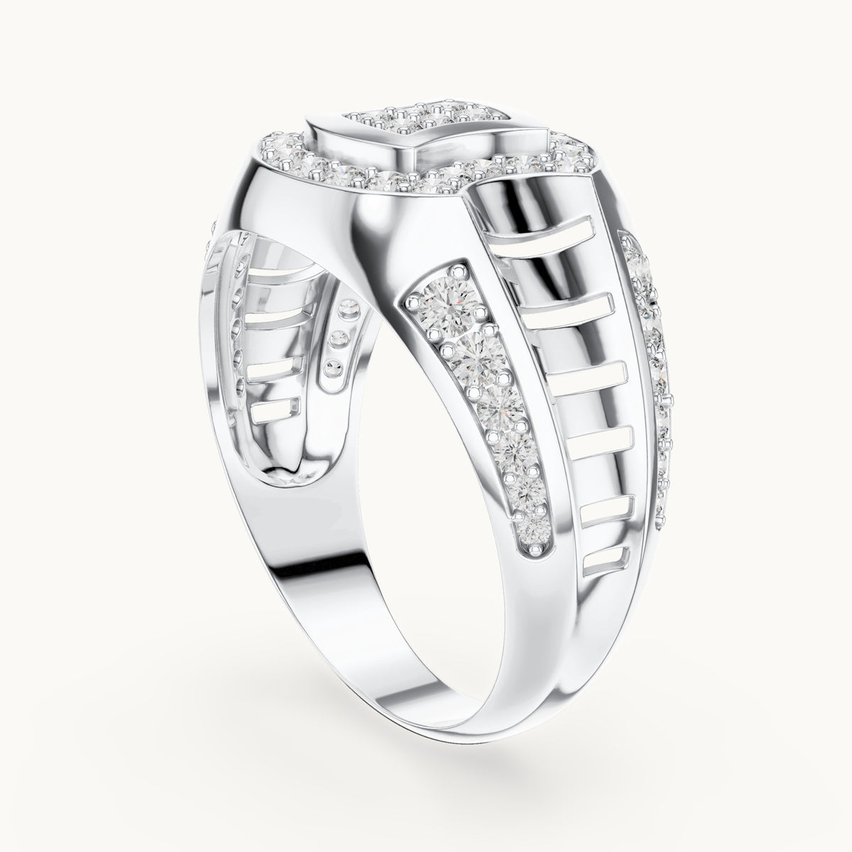 Round Cut Lab Grown Diamond Half Eternity Band, 0.81ct Total, Solid Gold