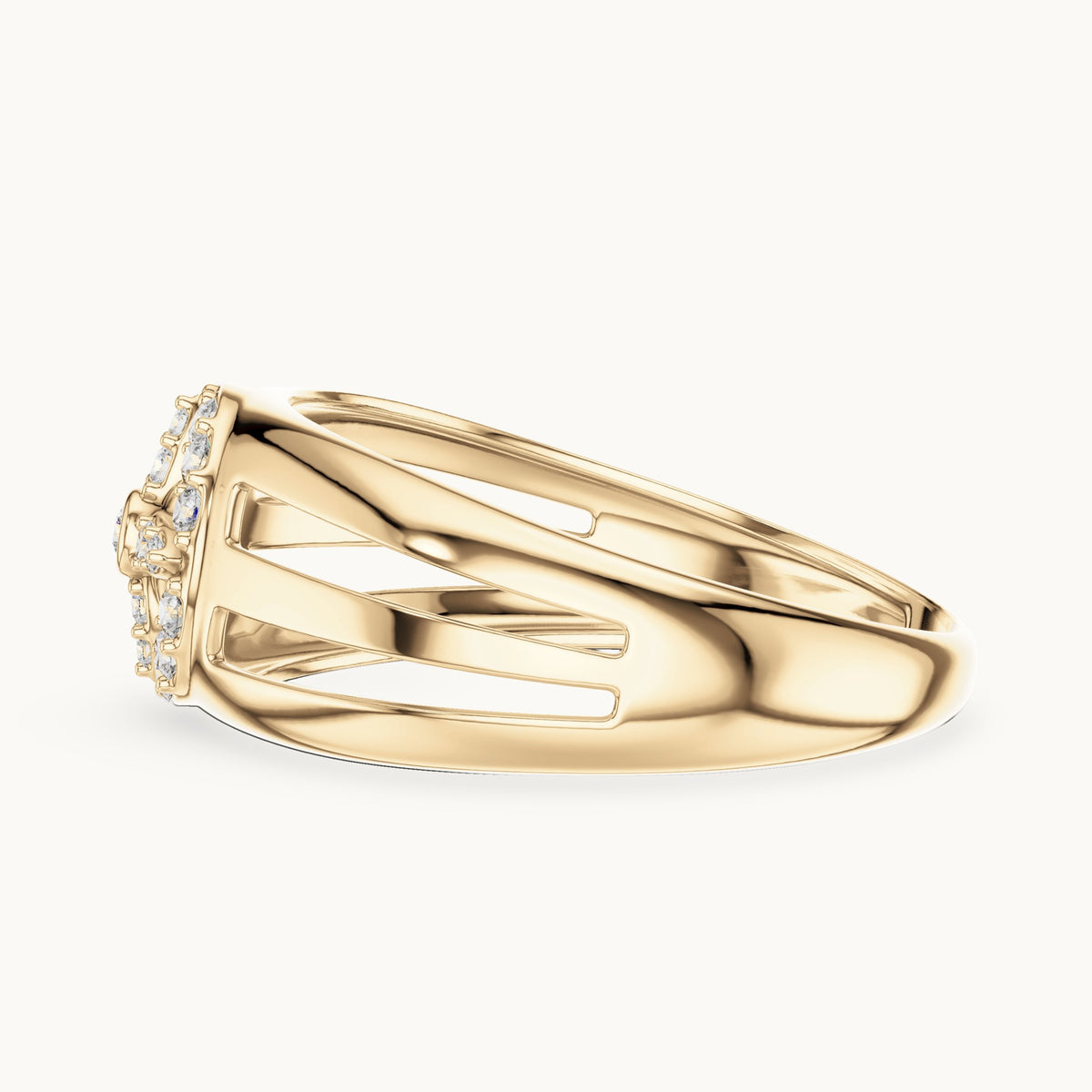 Round Cut Lab Grown Diamond Cluster Ring, 0.22ct Total, Solid Gold