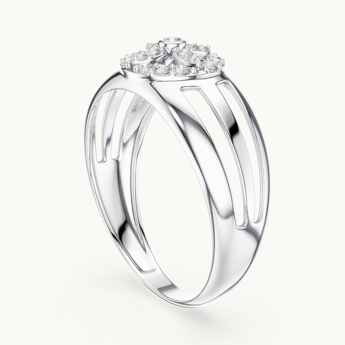 Round Cut Lab Grown Diamond Cluster Ring, 0.22ct Total, Solid Gold