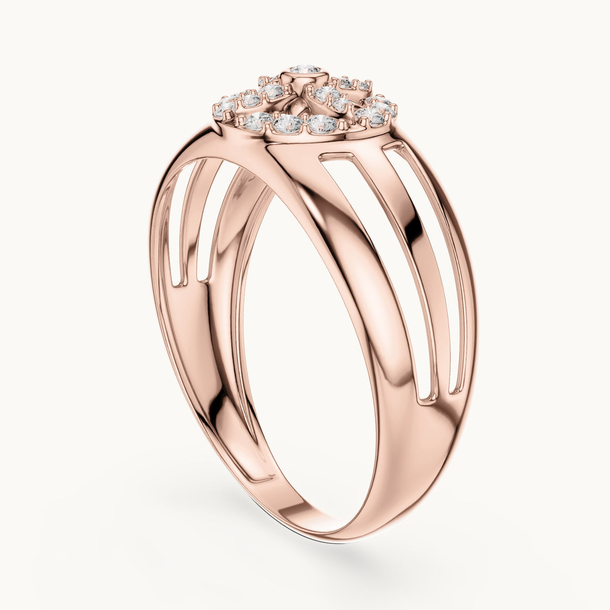 Round Cut Lab Grown Diamond Cluster Ring, 0.22ct Total, Solid Gold