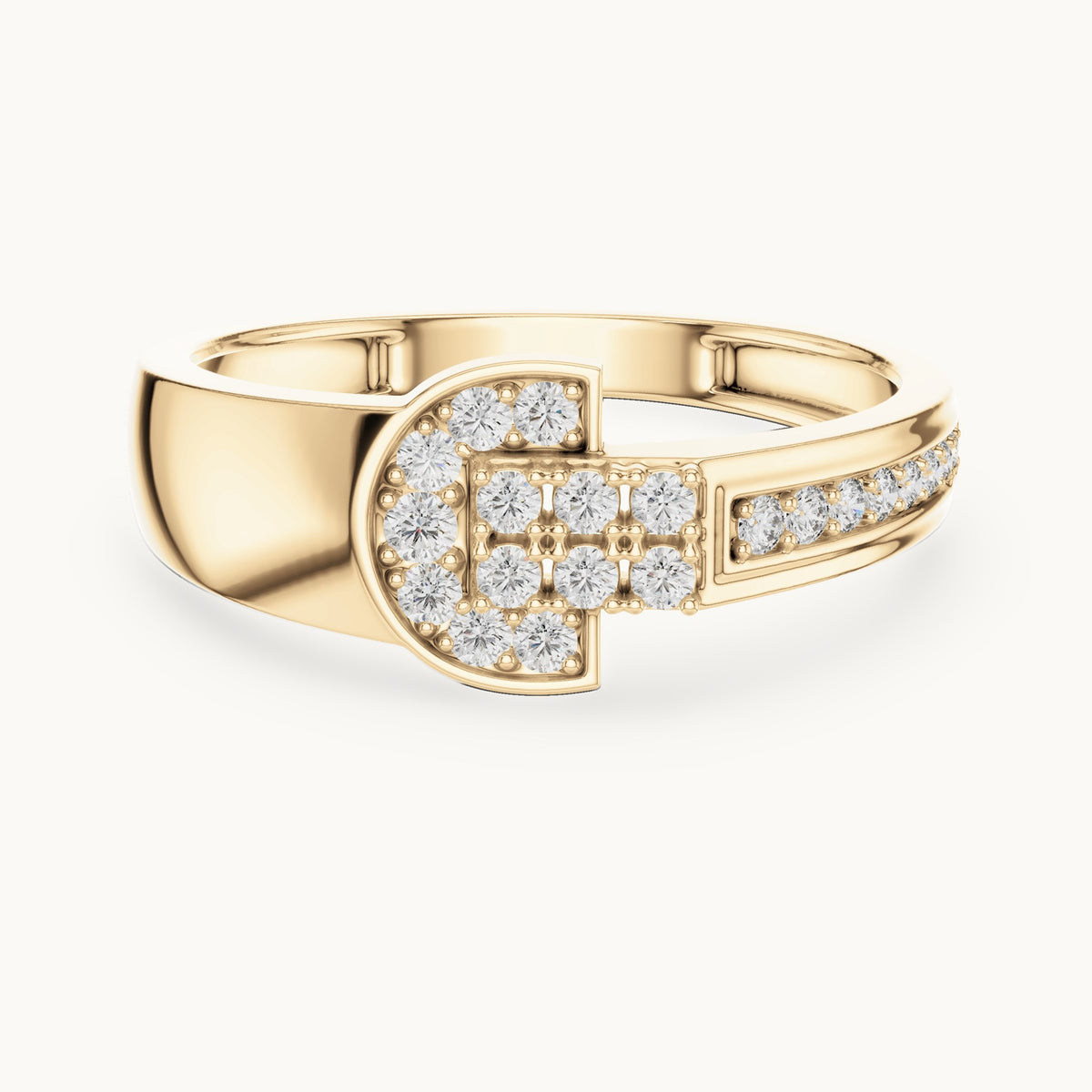 Round cut lab-grown diamond half eternity band, 0.25 CT TW, 21 stones, in solid gold (style L05-0039)