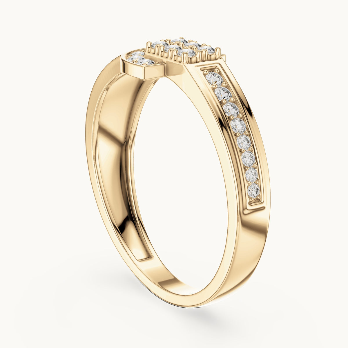 Round cut lab-grown diamond half eternity band, 0.25 CT TW, solid gold, view 2