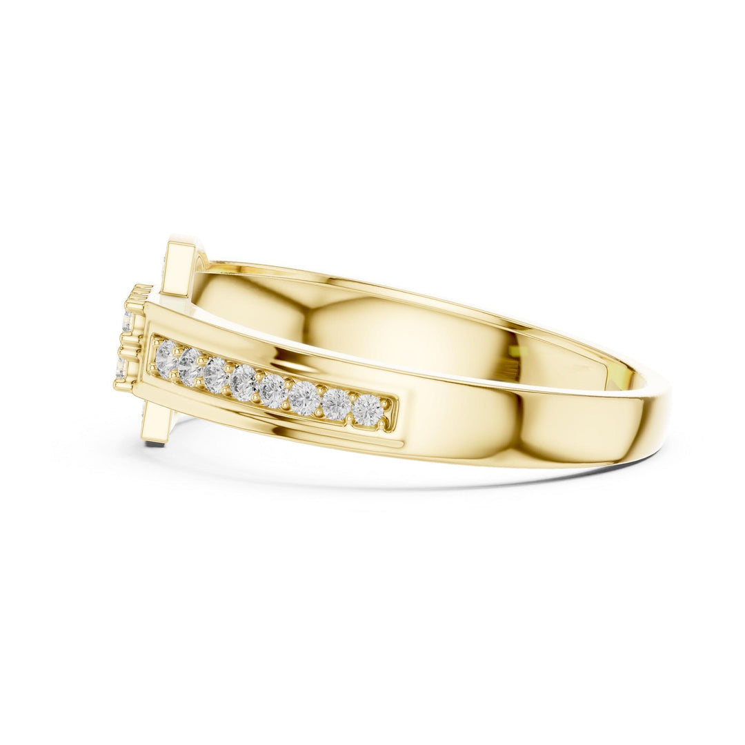 Round Cut Lab Grown Diamond Half Eternity Band, 0.25ct Total, Solid Gold
