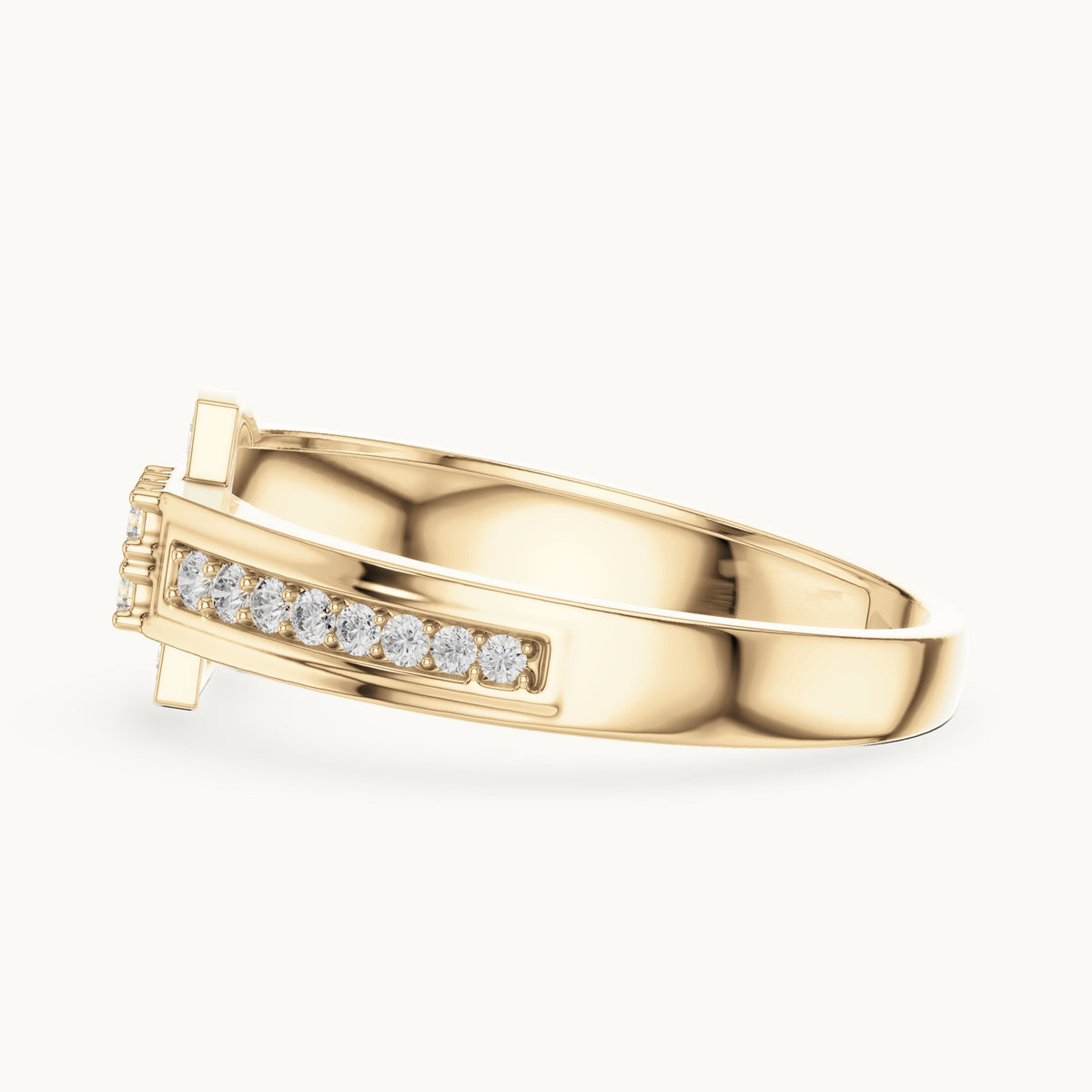 Round cut lab-grown diamond half eternity band, 0.25 CT TW, solid gold, view 3