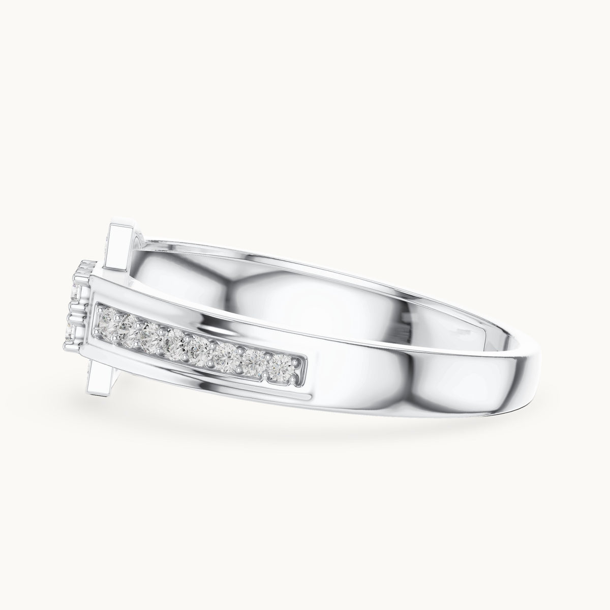 Round cut lab-grown diamond half eternity band, 0.25 CT TW, solid gold, view 5