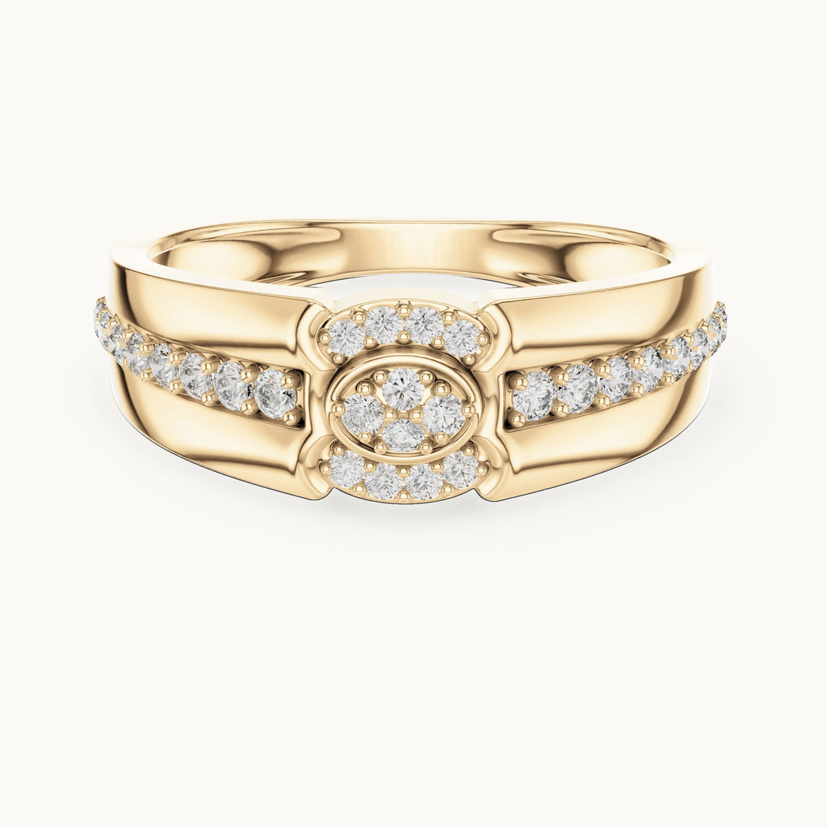 Round cut lab-grown diamond half eternity band in 14K yellow gold, 0.34 CT TW, view 1