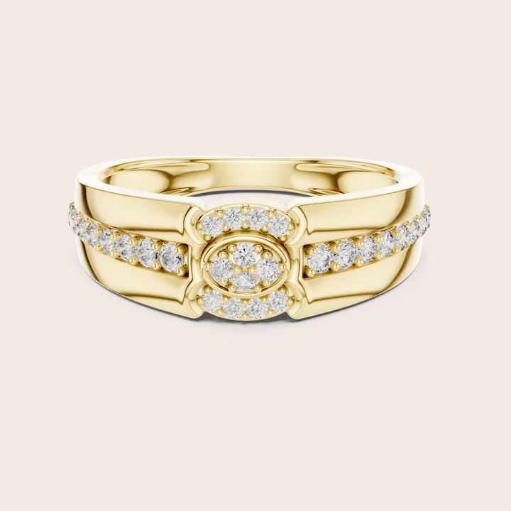 Round Cut Lab Grown Diamond Half Eternity Band, 0.34ct Total, Solid Gold