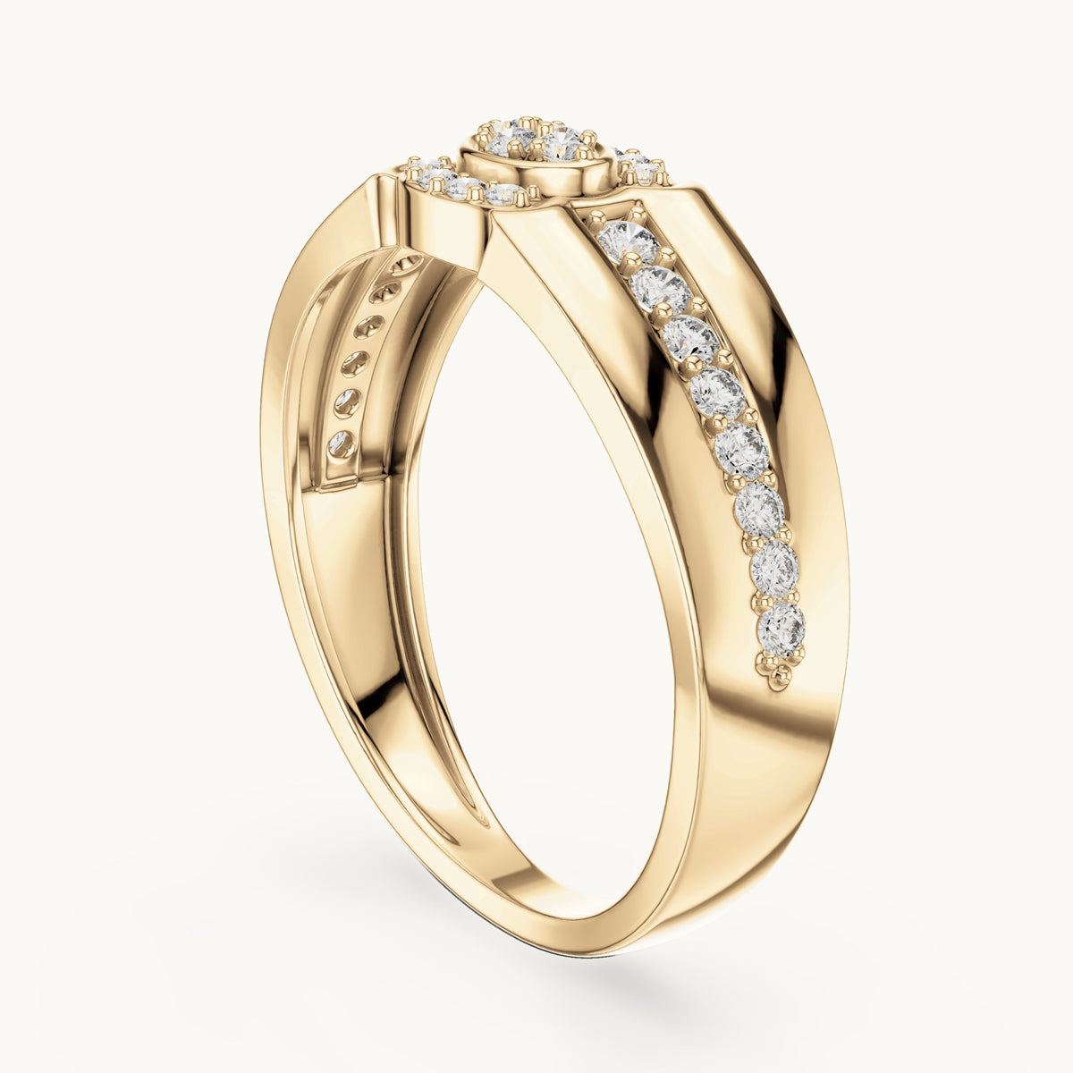 Round cut lab-grown diamond half eternity band in 14K yellow gold, 0.34 CT TW, view 2