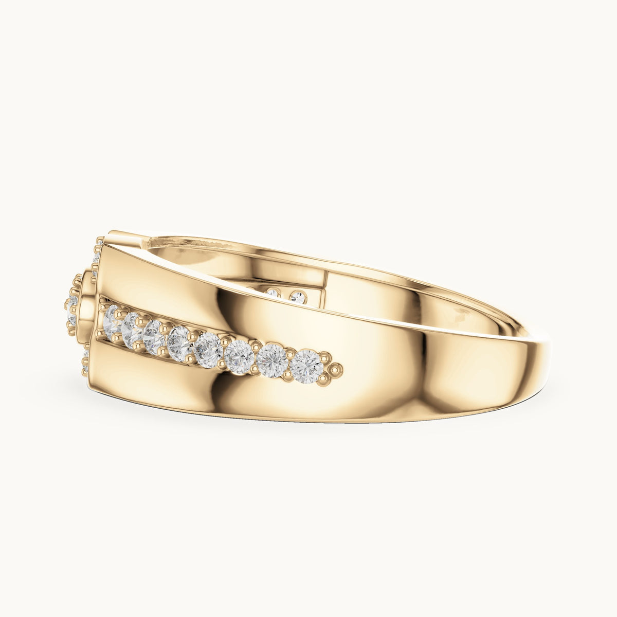 Round cut lab-grown diamond half eternity band in 14K yellow gold, 0.34 CT TW, view 3