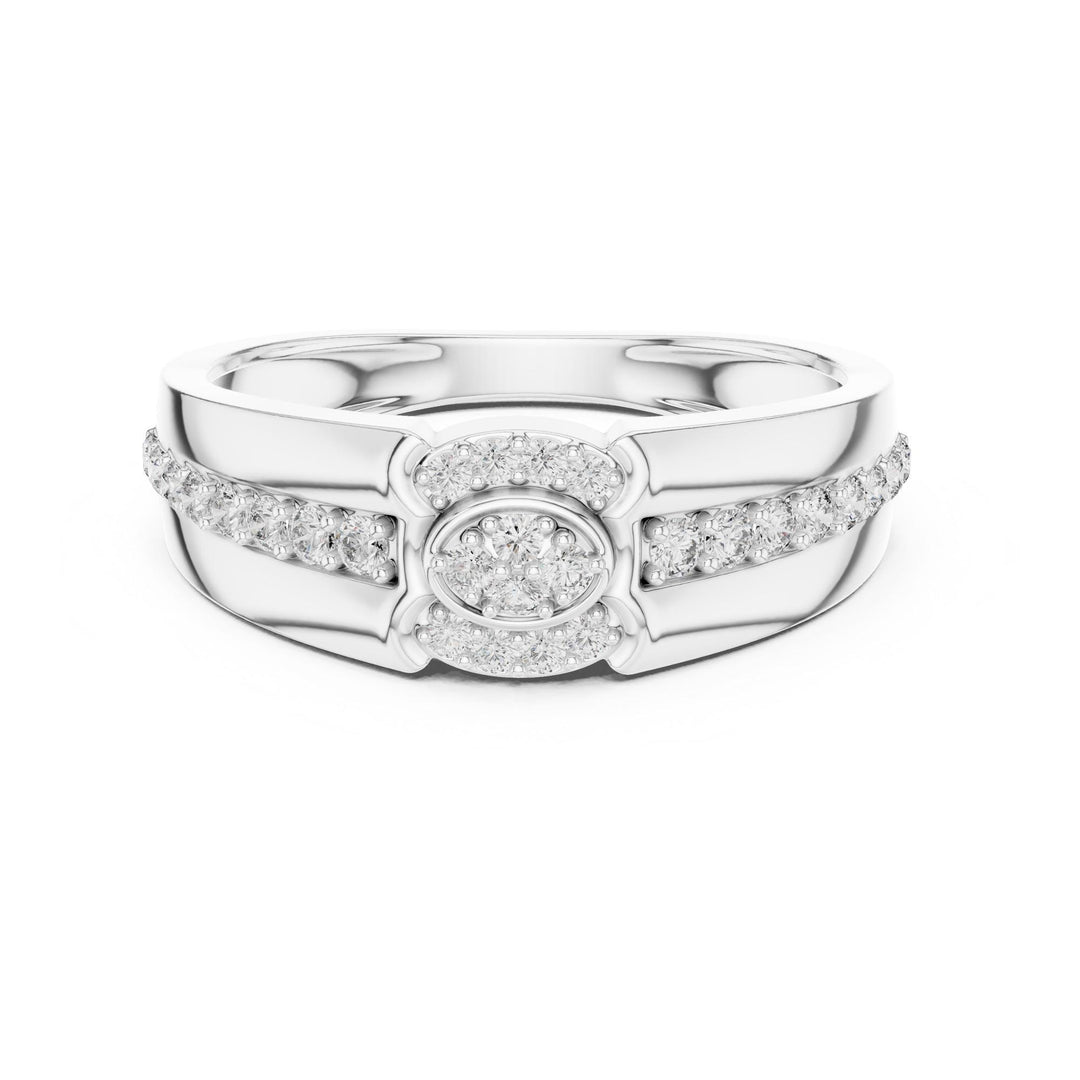 Round Cut Lab Grown Diamond Half Eternity Band, 0.34ct Total, Solid Gold