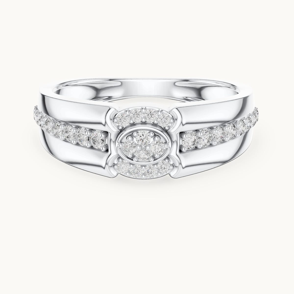 Round cut lab-grown diamond half eternity band in 14K white gold, 0.34 CT TW, view 3