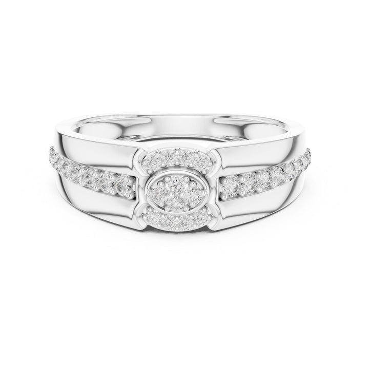 Round Cut Lab Grown Diamond Half Eternity Band, 0.34ct Total, Solid Gold