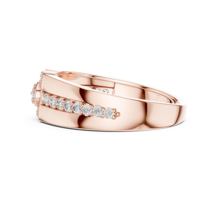 Round Cut Lab Grown Diamond Half Eternity Band, 0.34ct Total, Solid Gold