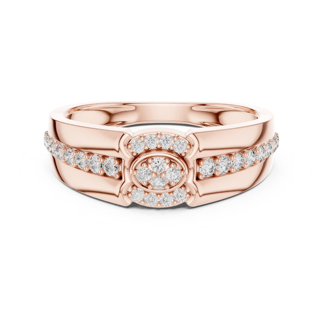 Round Cut Lab Grown Diamond Half Eternity Band, 0.34ct Total, Solid Gold