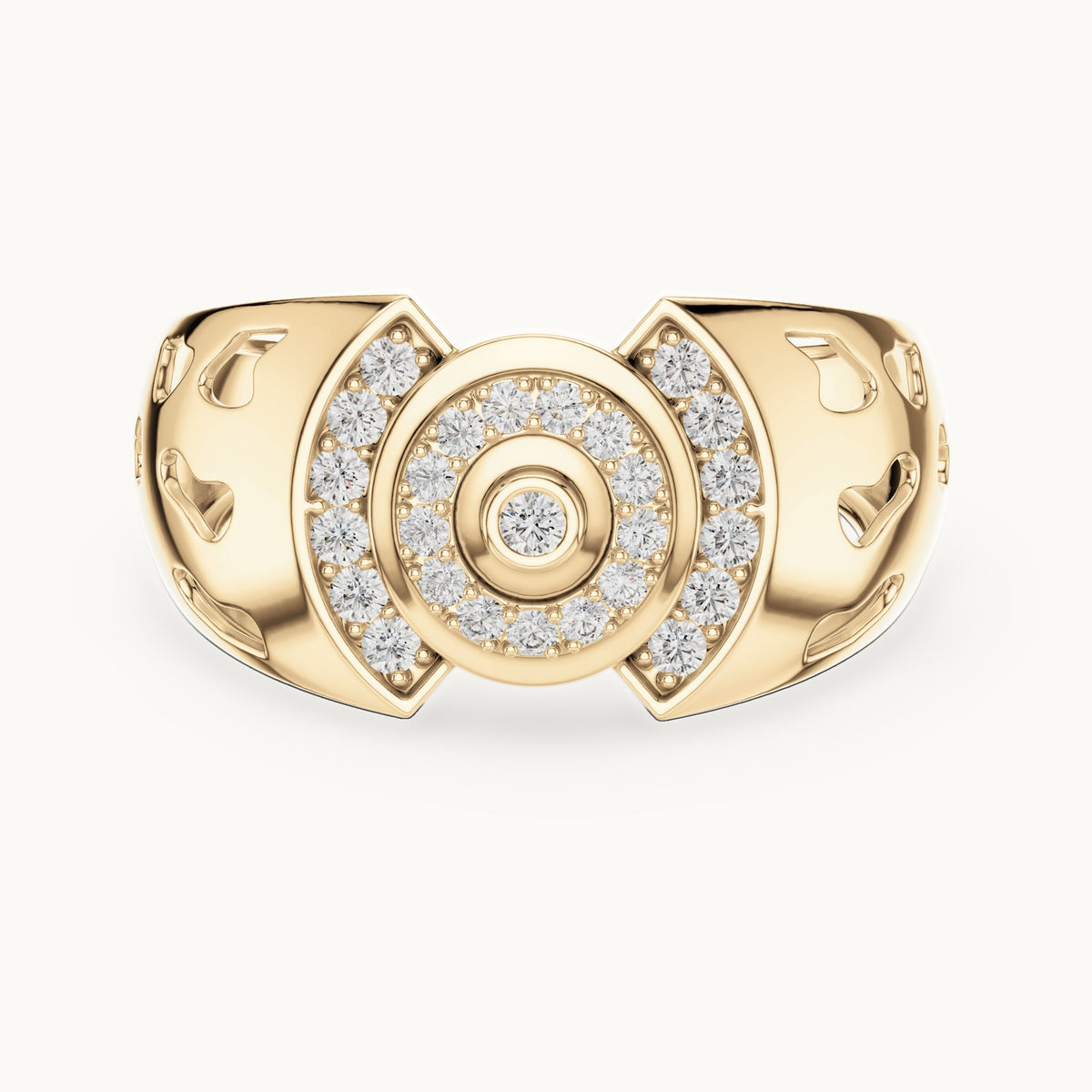 Round cut lab-grown diamond cluster ring in 14K yellow gold, 0.33 CT TW, view 1