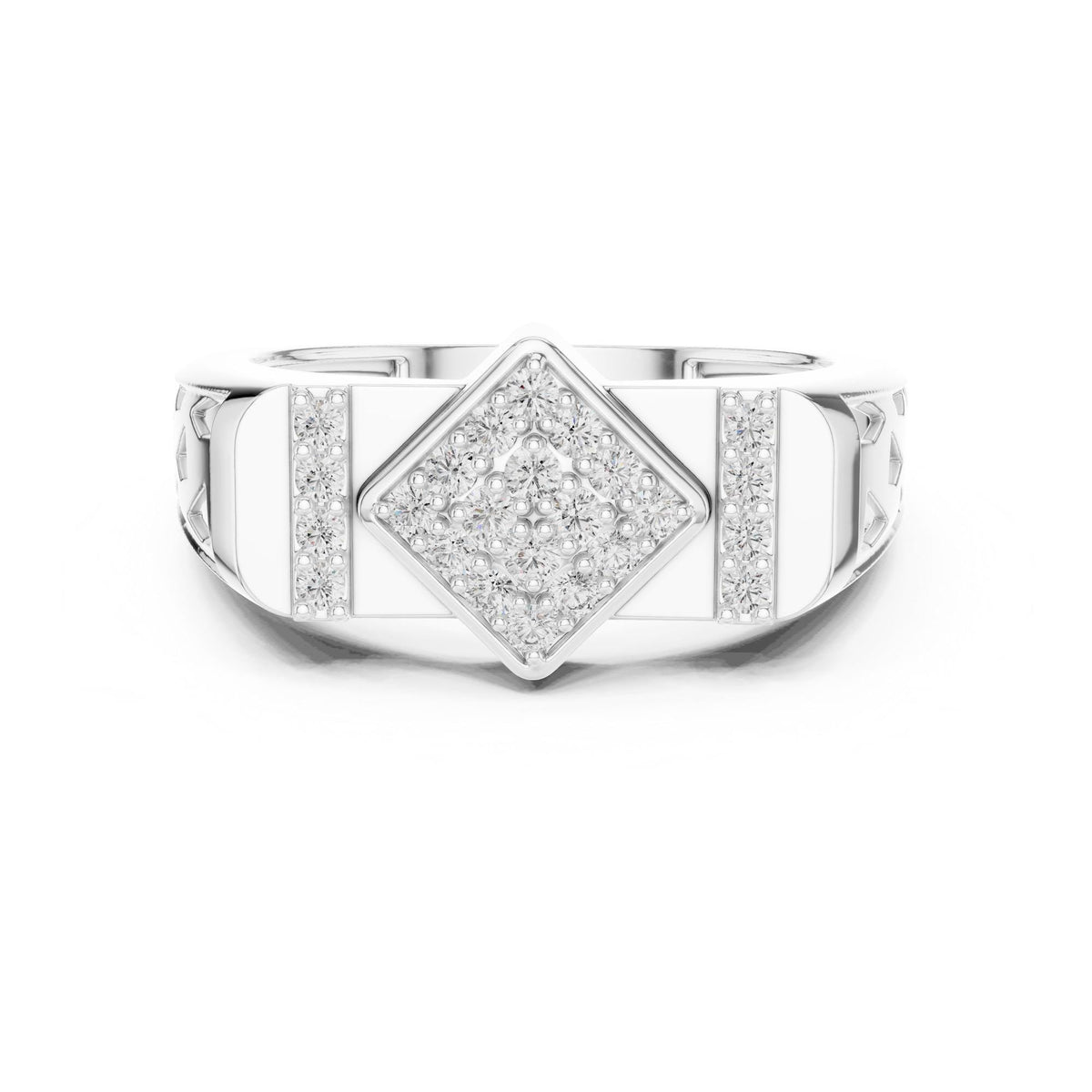 Round Cut Lab Grown Diamond Cluster Ring, 0.35ct Total, Solid Gold
