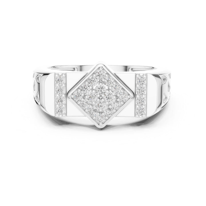 Round Cut Lab Grown Diamond Cluster Ring, 0.35ct Total, Solid Gold