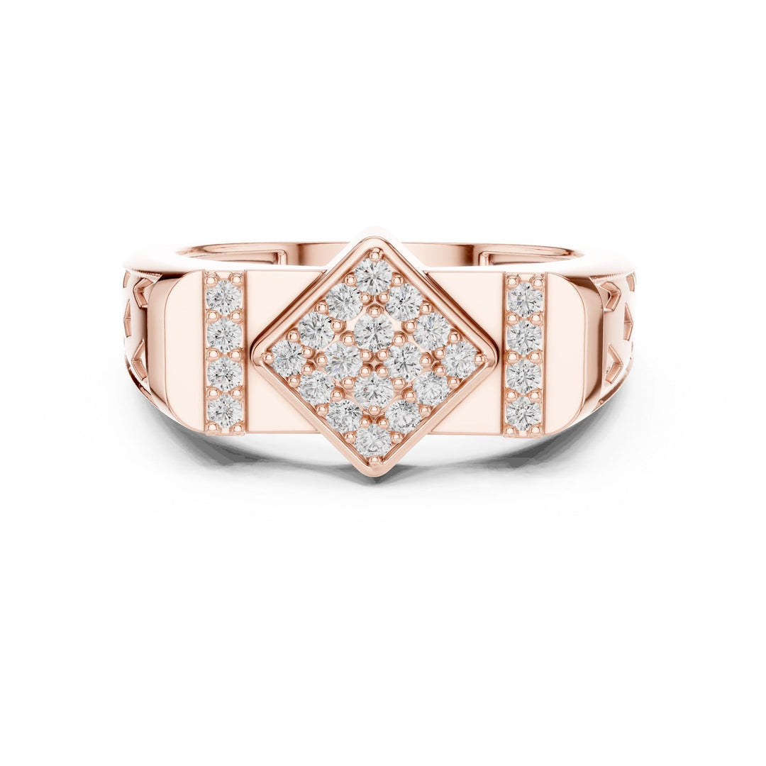 Round Cut Lab Grown Diamond Cluster Ring, 0.35ct Total, Solid Gold