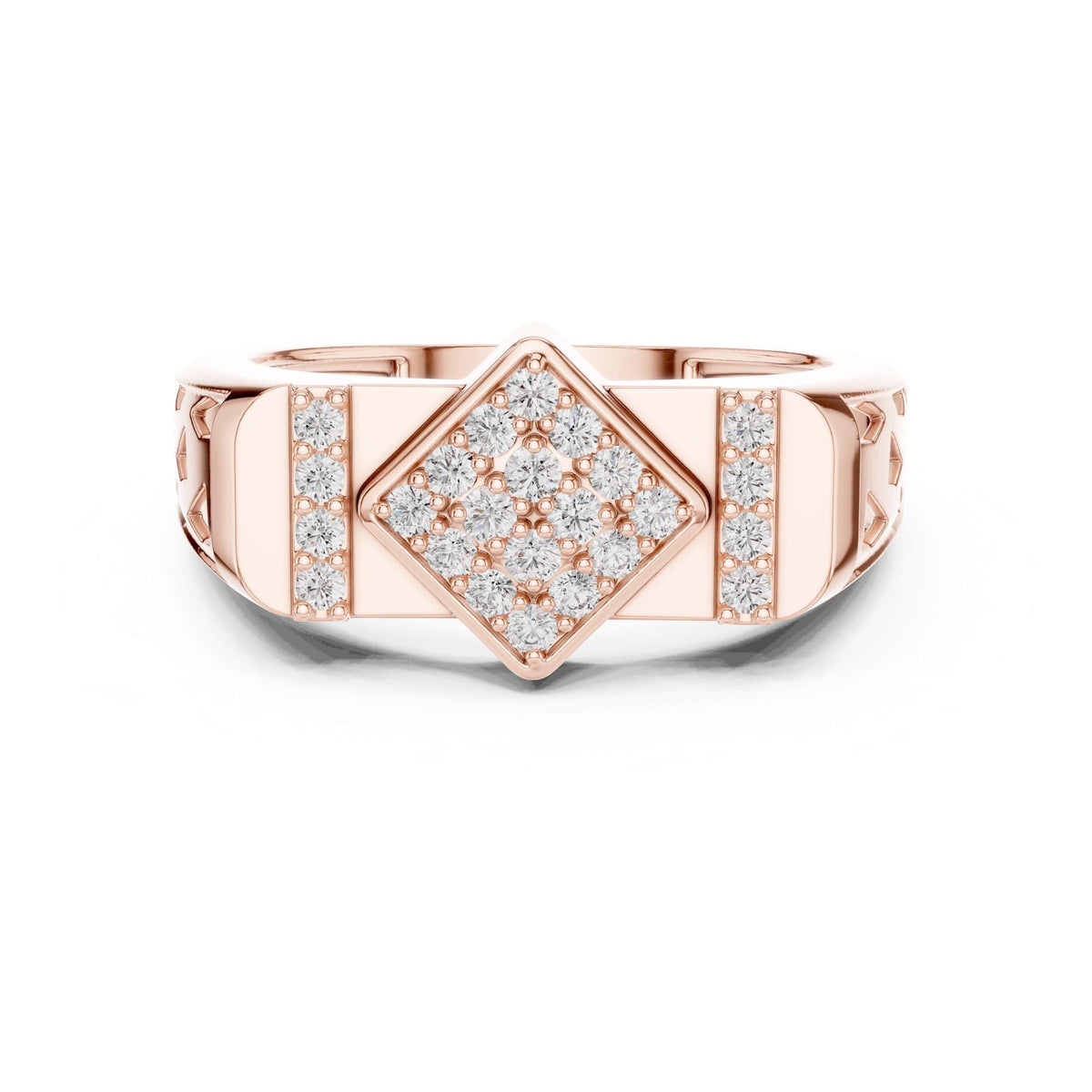 Round Cut Lab Grown Diamond Cluster Ring, 0.35ct Total, Solid Gold
