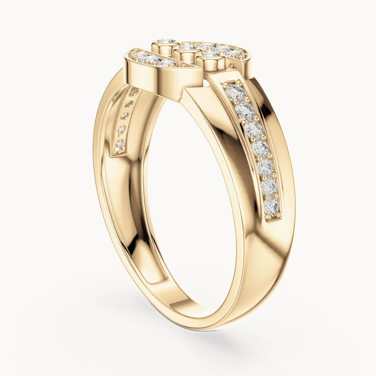 Round cut lab-grown diamond half eternity band, 0.32 CT TW, solid gold, view 2
