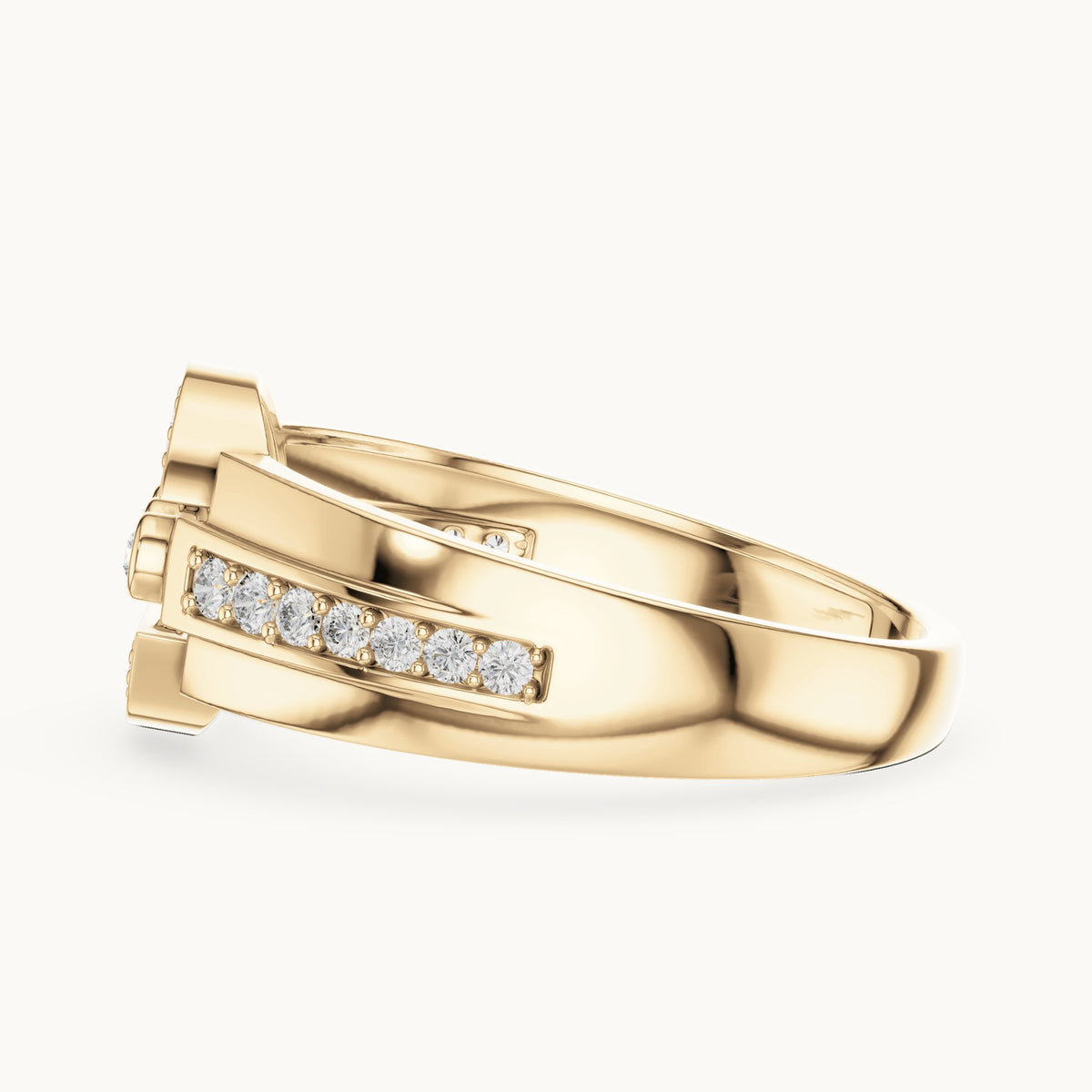 Round cut lab-grown diamond half eternity band, 0.32 CT TW, solid gold, view 3