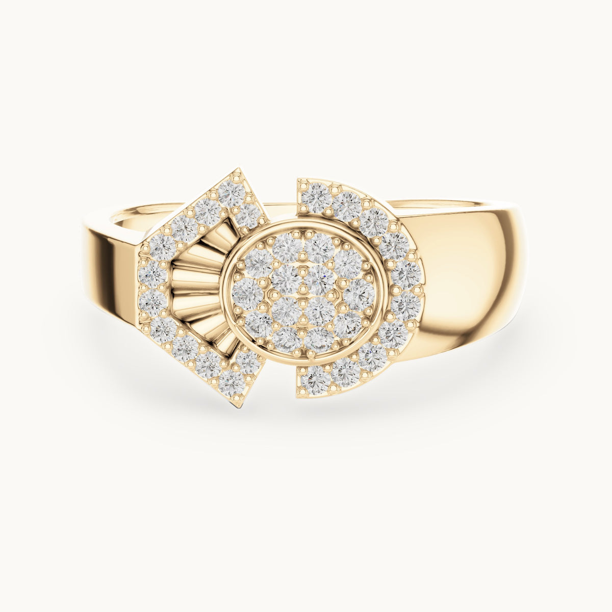 Round cut lab-grown diamond cluster ring in 14K yellow gold, 0.34 CT TW, view 1
