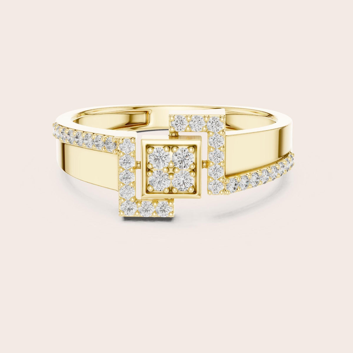 Round cut lab-grown diamond half eternity band, 0.33 CT TW, 34 stones, in solid gold (style L05-0048)