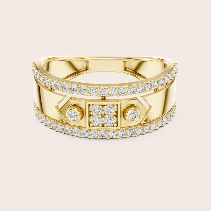 Round Cut Lab Grown Diamond Half Eternity Band, 0.48ct Total, Solid Gold