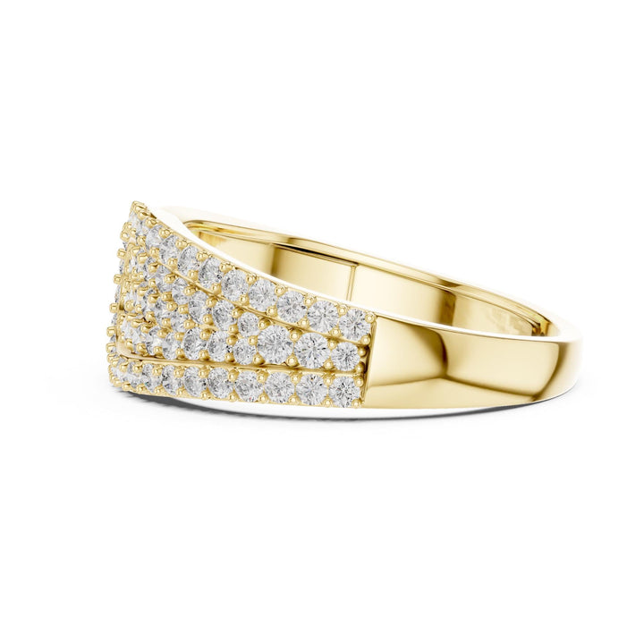 Round Cut Lab Grown Diamond Half Eternity Band, 0.64ct Total, Solid Gold