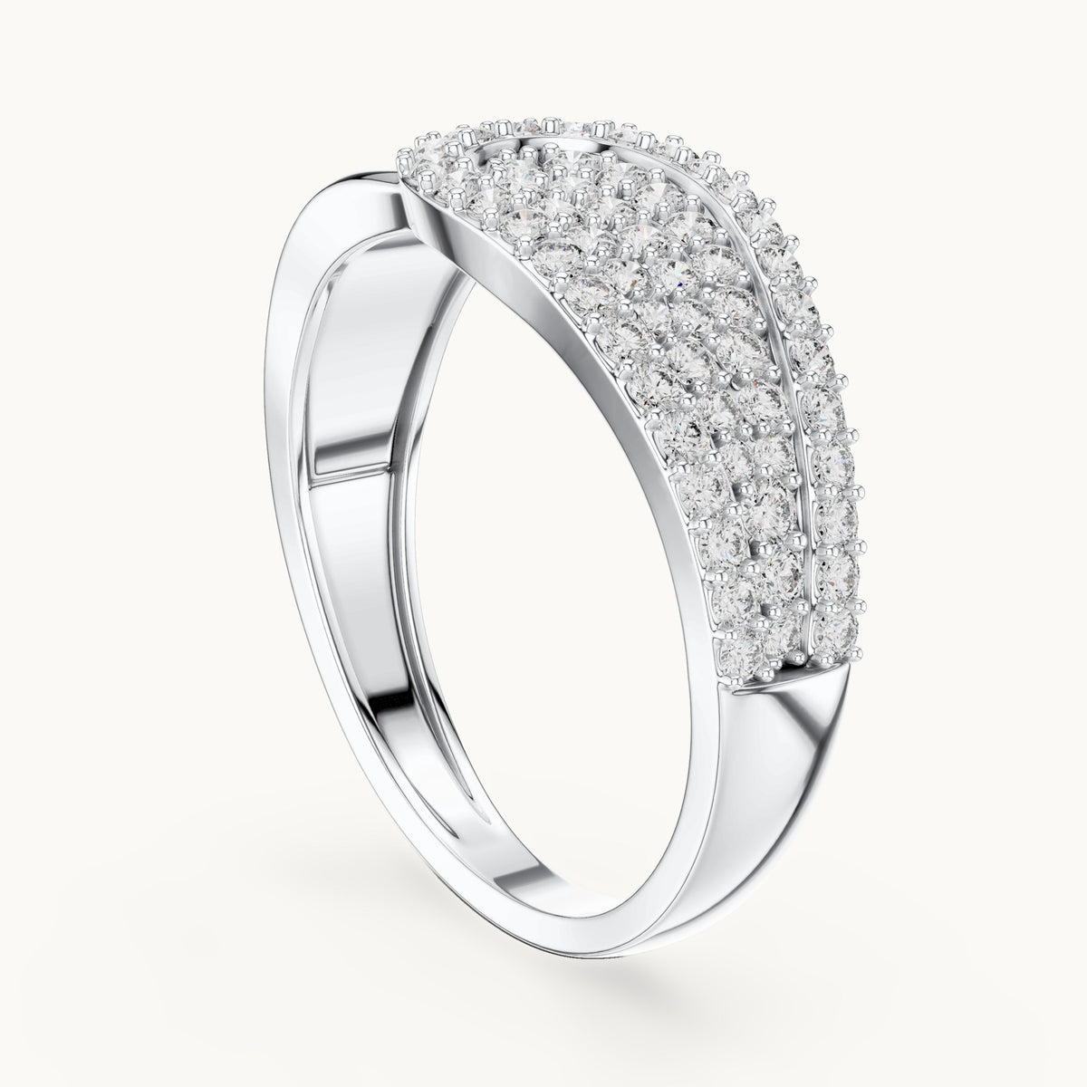 Round cut lab-grown diamond half eternity band, 0.64 CT TW, solid gold, view 4